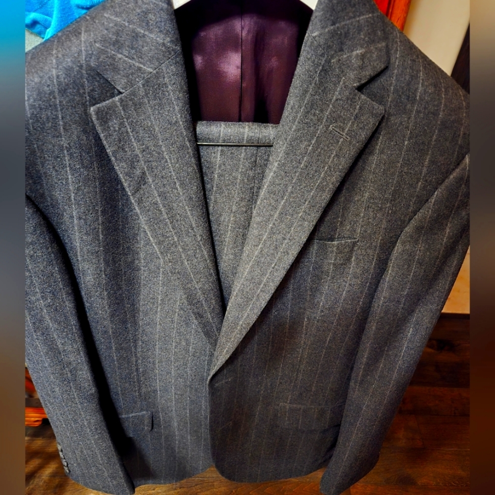 Jack Victor 40R Grey Mid Charcoal Pinstripe